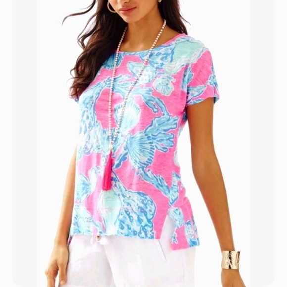 Robe Fille Lilly Pulitzer Little Liza Short Pink Pout - Taille 5 - Style Barefoot Princess SHELLS - Neuf Avec étiquettes